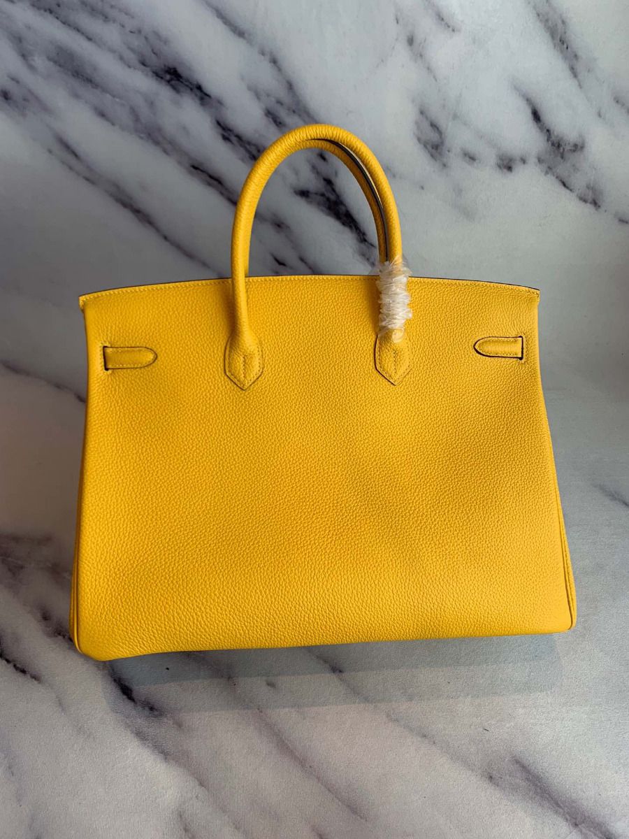 Hermes Birkin 40 Handmade Bag In Yellow Clemence Leather - Image 3