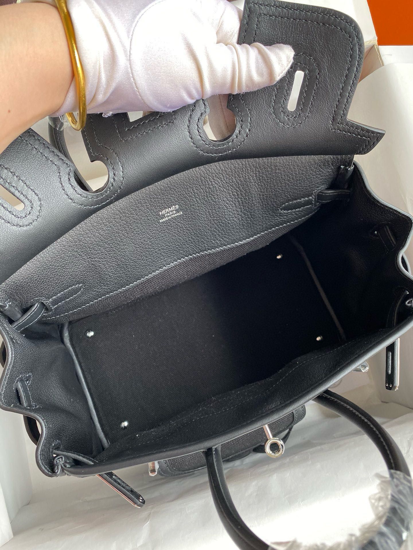 Hermes Birkin Cargo 25 Bag in Black Toile and Swift Leather - Image 8