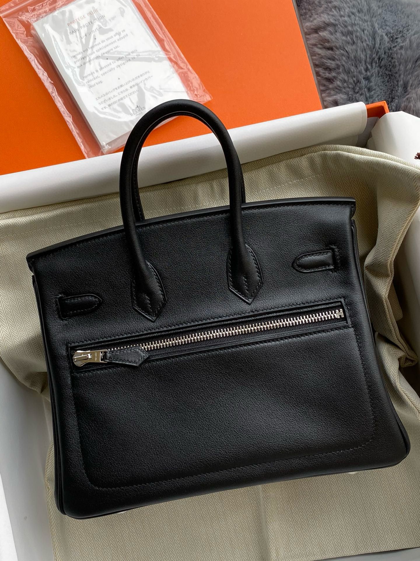 Hermes Birkin Rock 25 Handmade Bag in Black Volupto Leather - Image 6