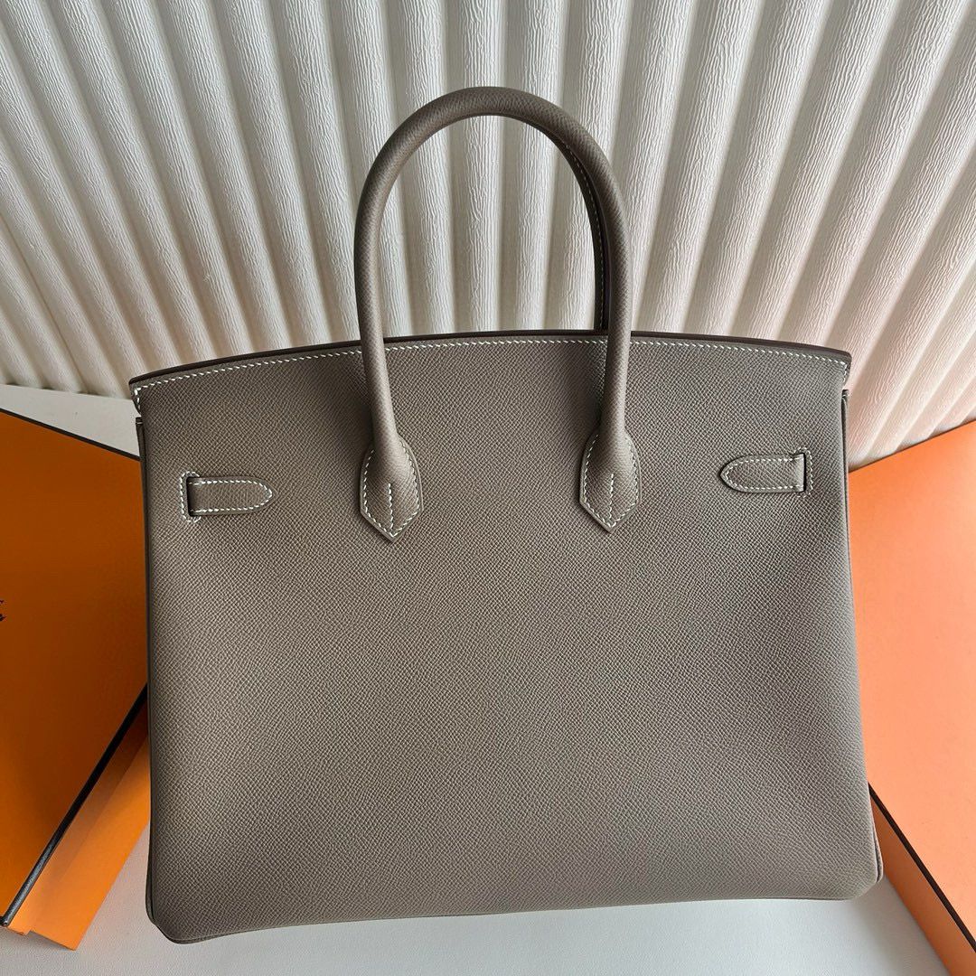 Hermes Birkin 35 Verso Retourne Handmade Bag in Etoupe Epsom Calfskin - Image 8