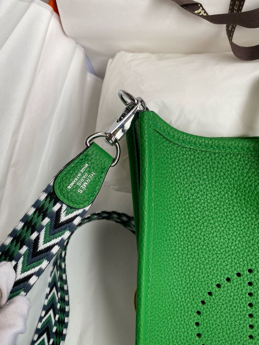 Hermes Evelyne Mini Handmade Bag in Bamboo Clemence Leather - Image 7