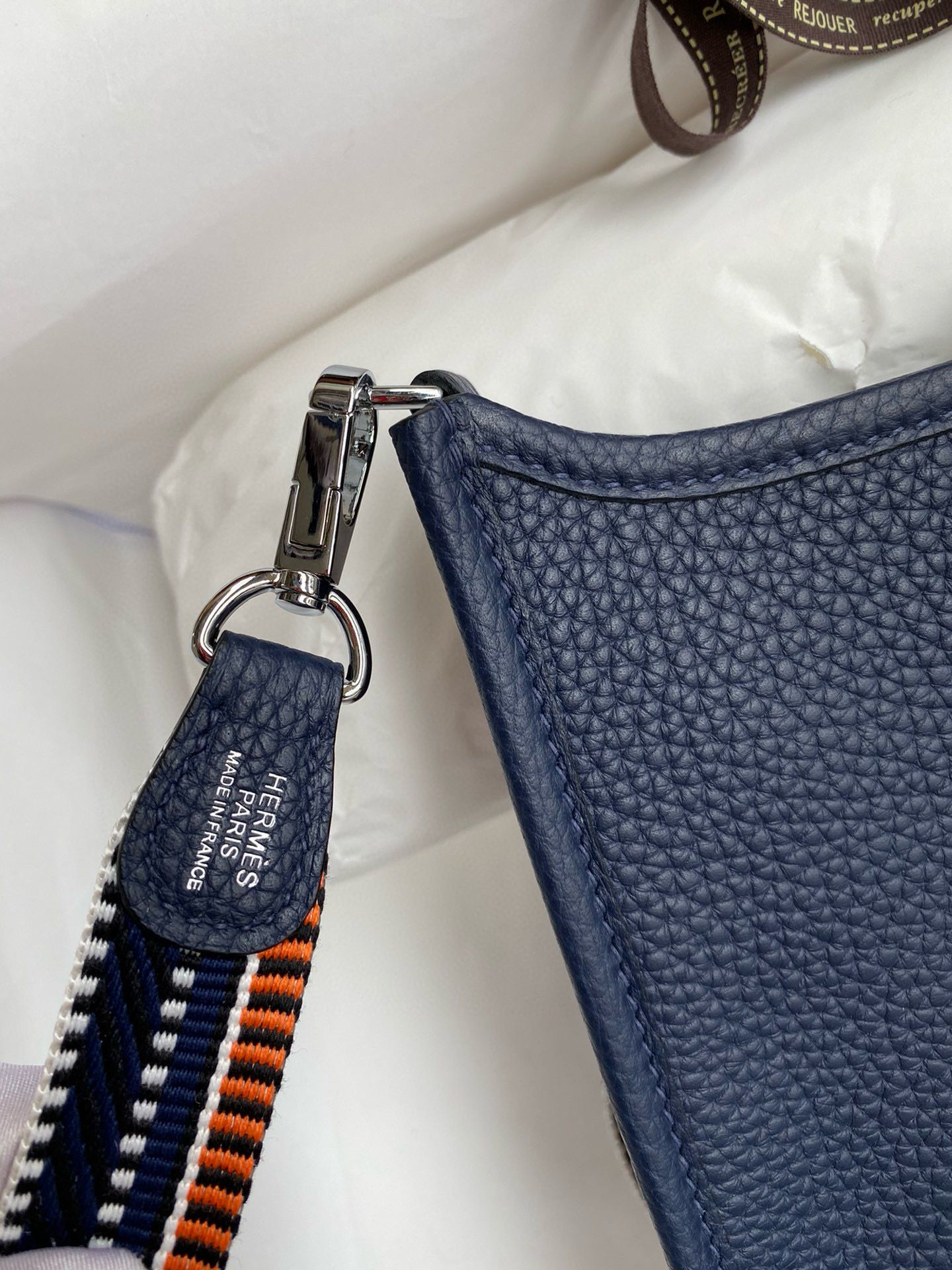 Hermes Evelyne Mini Handmade Bag in Navy Blue Clemence Leather - Image 7