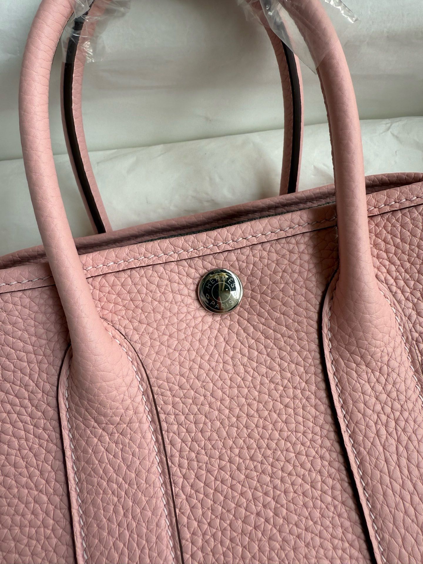 Hermes Neo Garden Party 23 Handmade Bag in Rose Sakura Clemence Leather