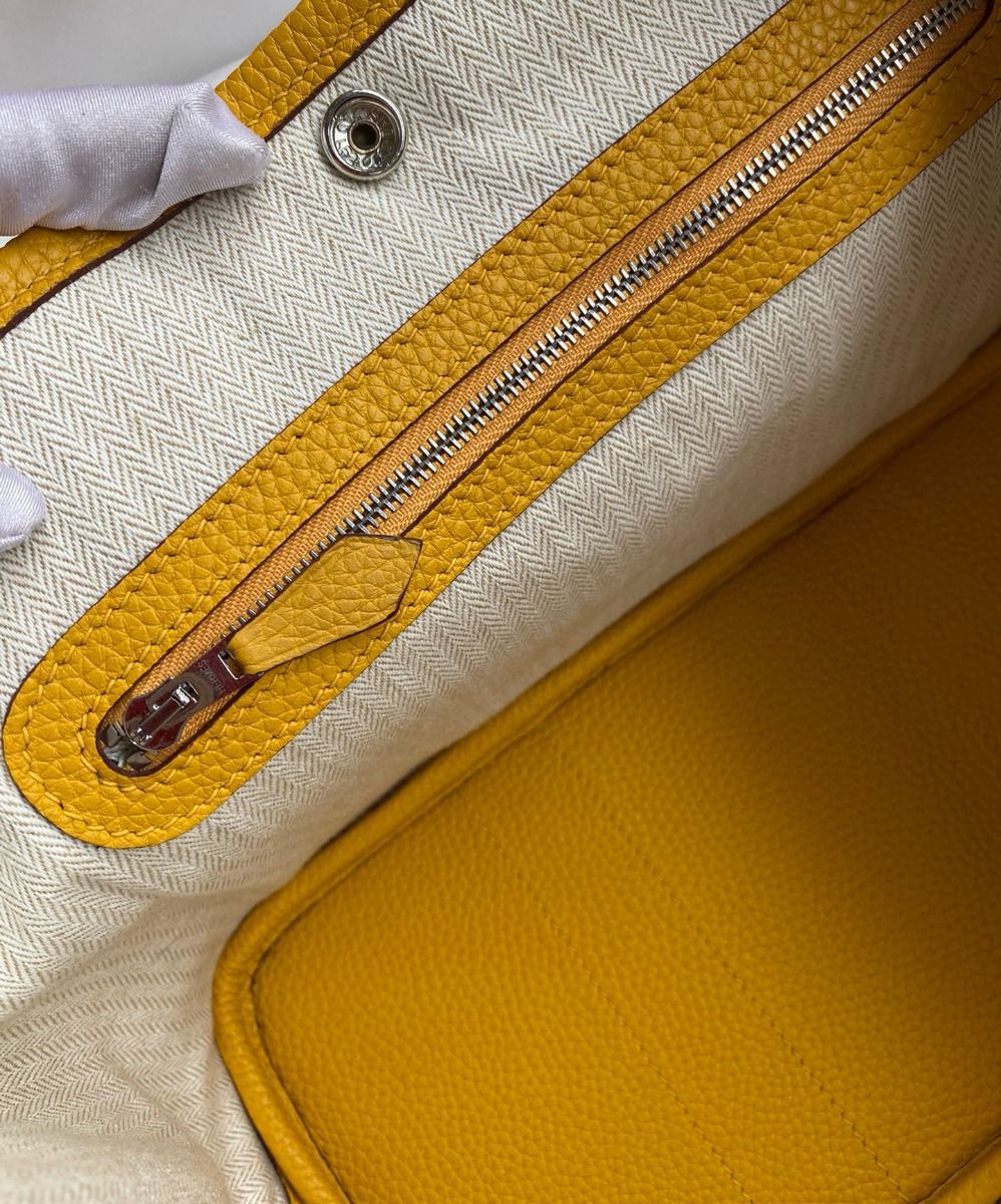 Hermes Garden Party 30 Handmade Bag in Jaune Ambre Clemence Leather - Image 10