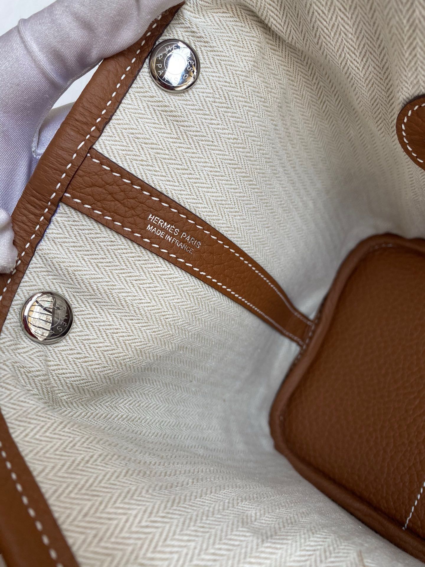 Hermes Garden Party 30 Handmade Bag in Gold Negonda Leather - Image 8