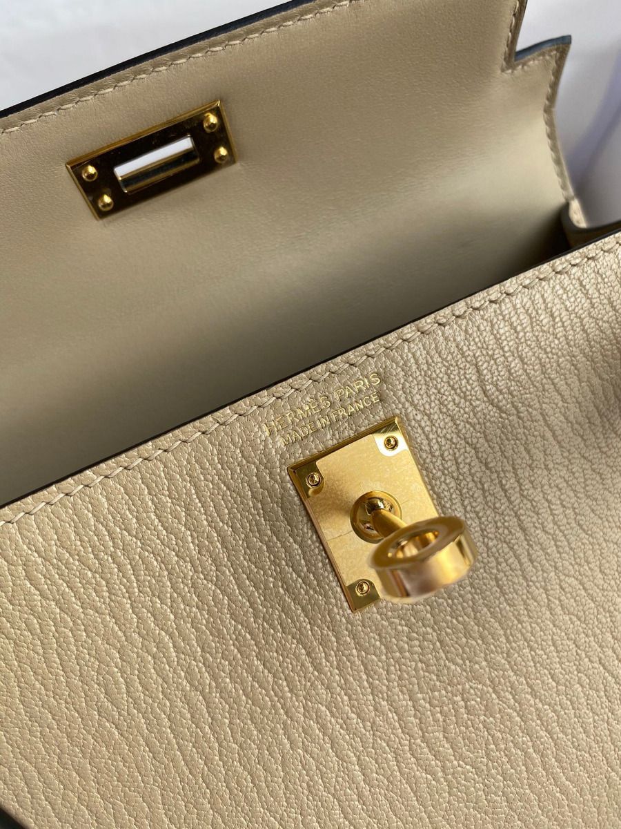 Hermes Kelly Mini II Sellier Handmade Bag In Trench Chevre Mysore Leather - Image 9