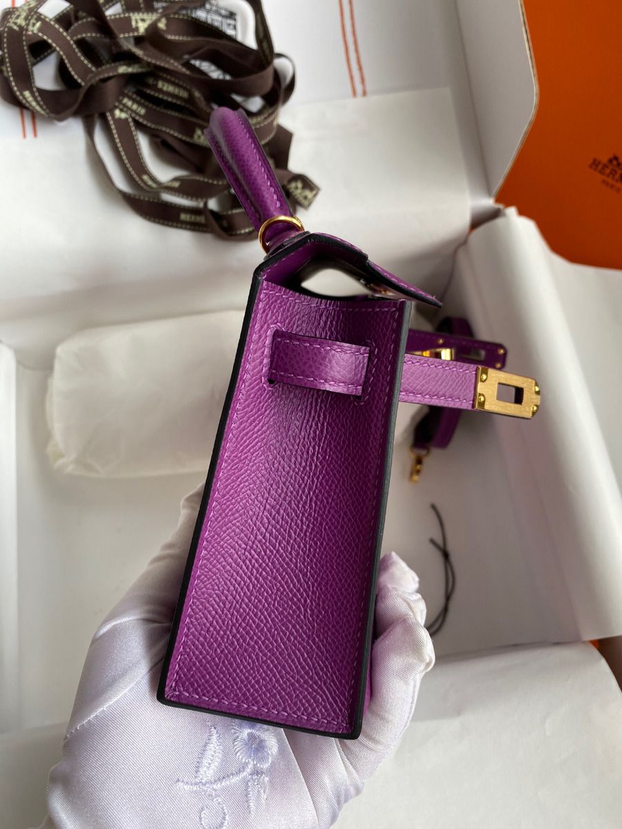 Hermes Kelly Mini II Sellier Handmade Bag In Anemone Epsom Calfskin - Image 7