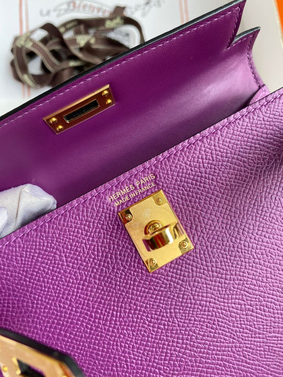 Hermes Kelly Mini II Sellier Handmade Bag In Anemone Epsom Calfskin - Image 9