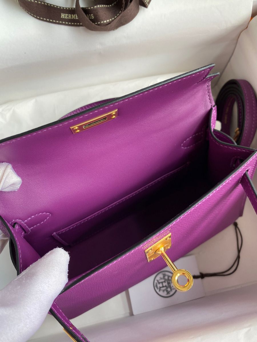 Hermes Kelly Mini II Sellier Handmade Bag In Anemone Epsom Calfskin - Image 10