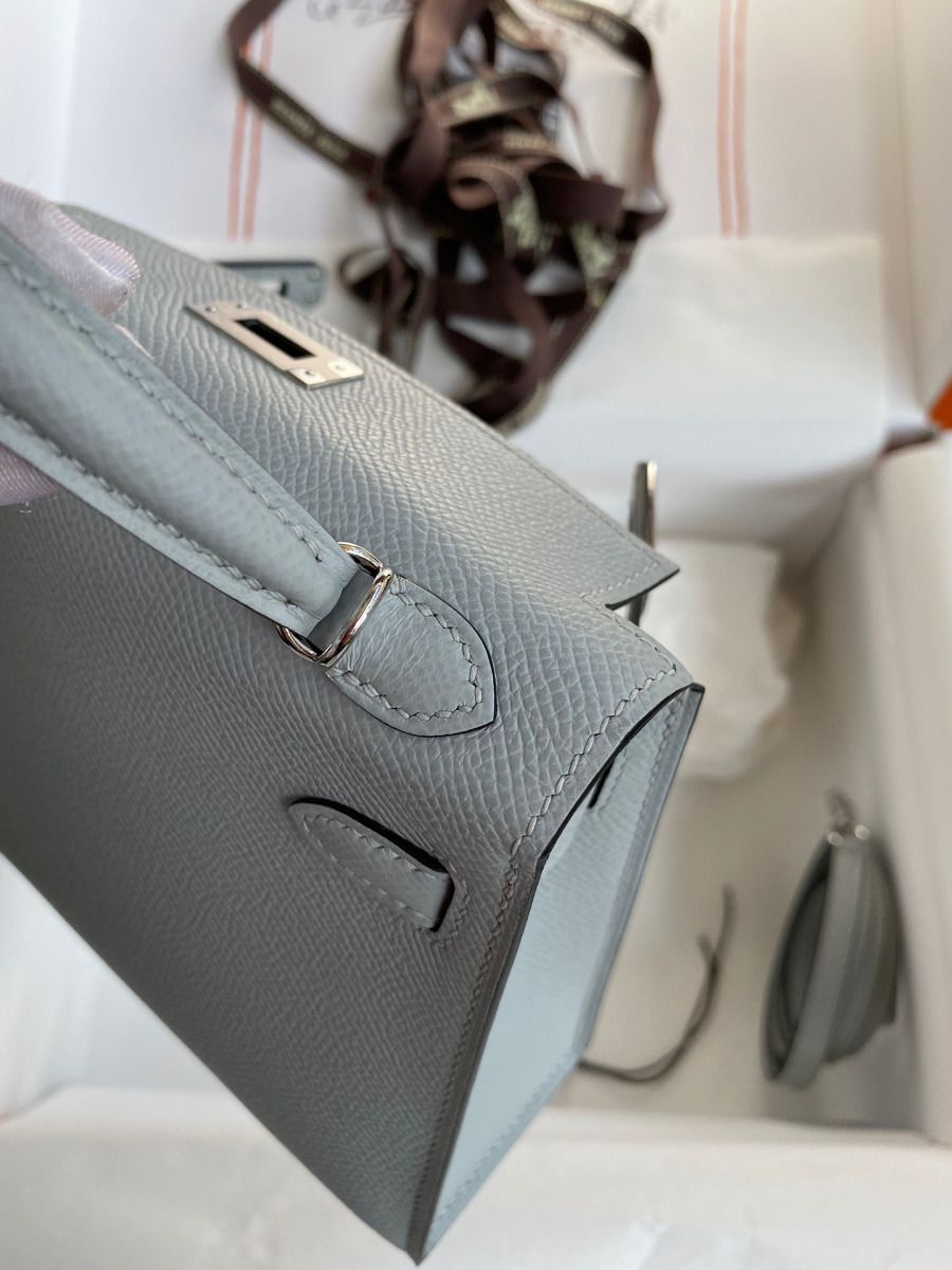 Hermes Kelly Mini II Sellier Handmade Bag In Blue Glacier Epsom Calfskin - Image 8