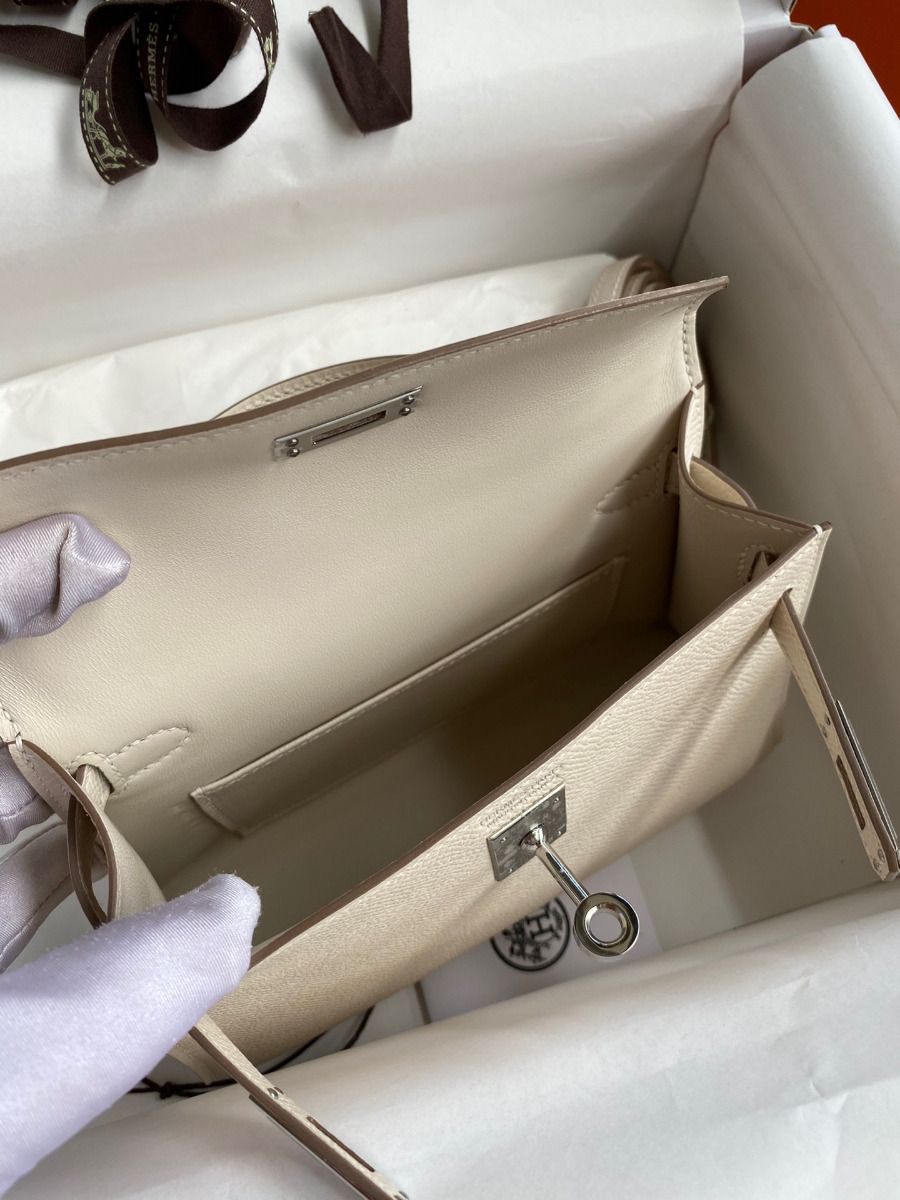 Hermes Kelly Mini II Sellier Handmade Bag In Craie Epsom Calfskin - Image 10