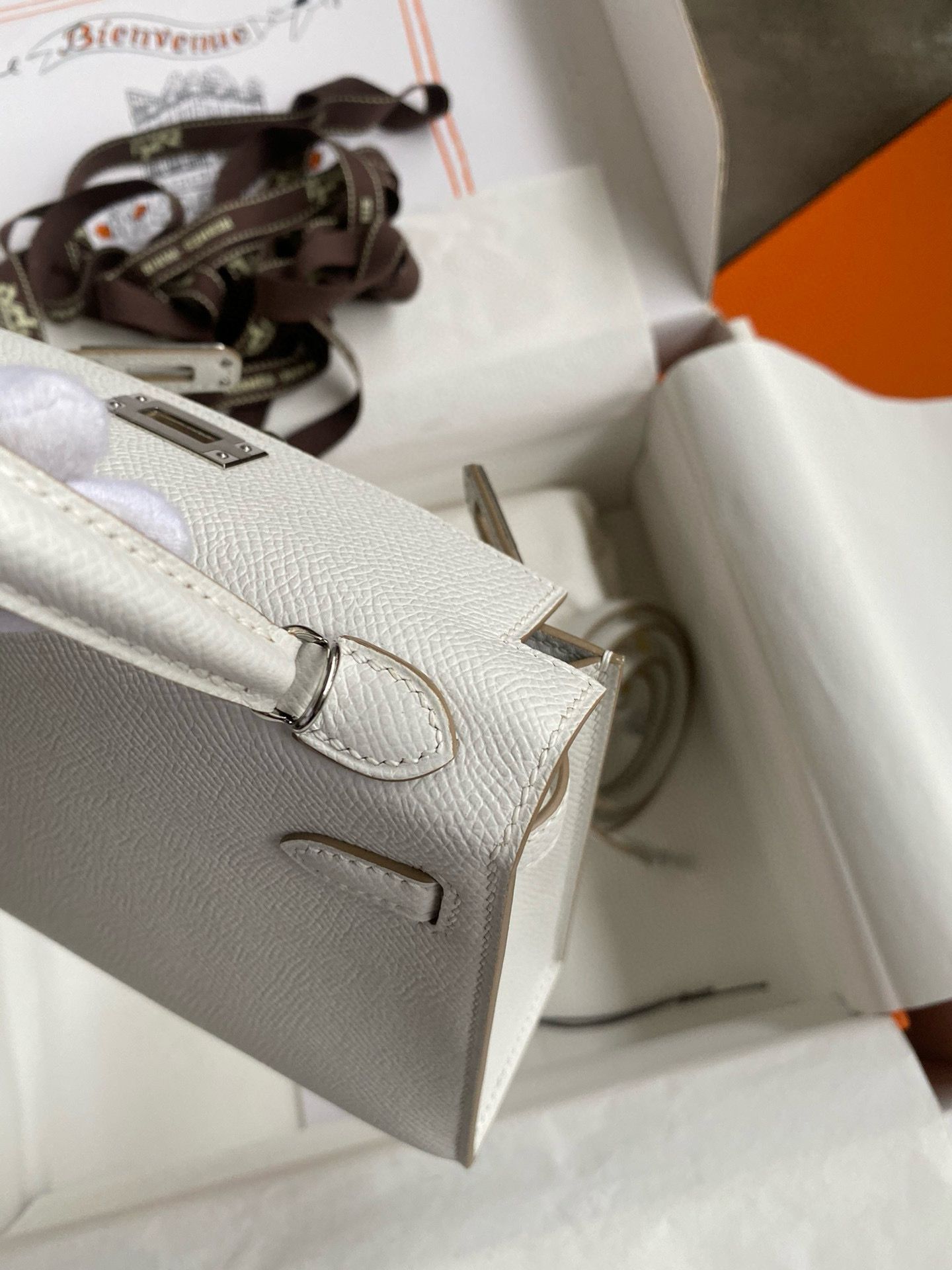 Hermes Kelly Mini II Sellier Handmade Bag In Gris Pale Epsom Calfskin - Image 8