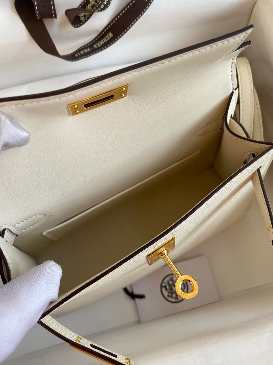 Hermes Kelly Mini II Sellier Handmade Bag In Nata Epsom Calfskin - Image 10