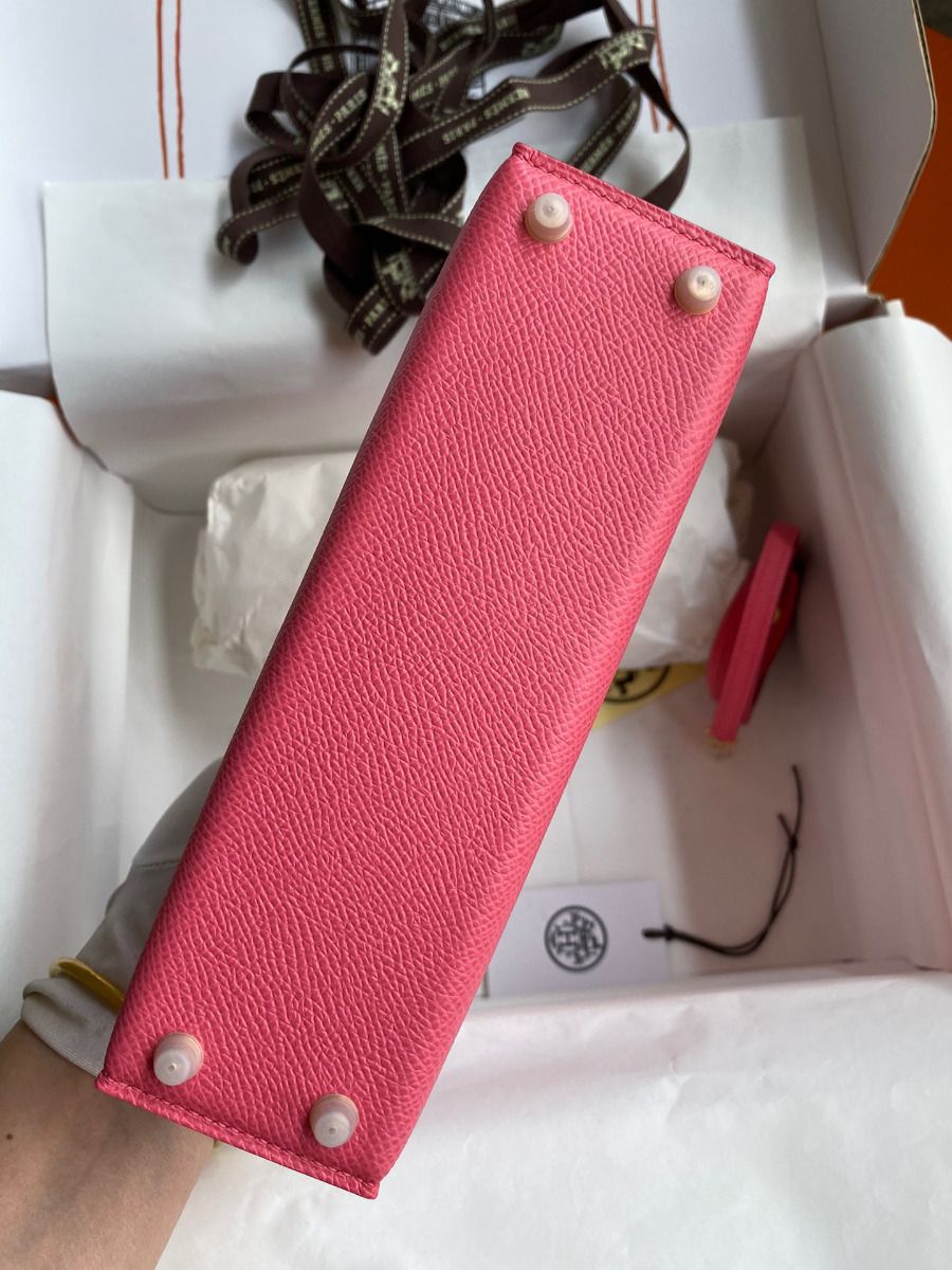 Hermes Kelly Mini II Sellier Handmade Bag In Rose Azalee Epsom Calfskin - Image 4