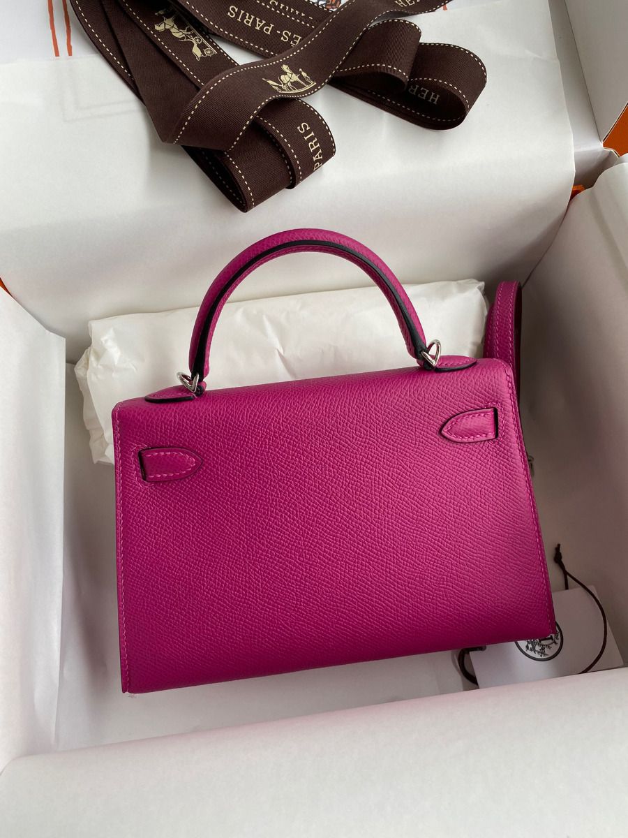 Hermes Kelly Mini II Sellier Handmade Bag In Rose Purple Epsom Calfskin - Image 3