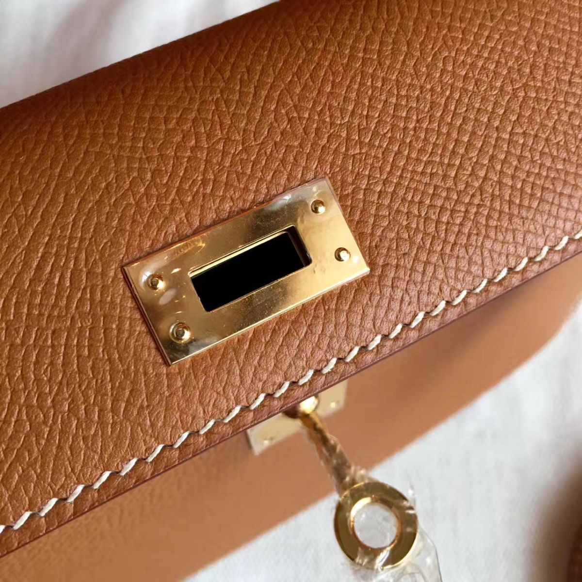 Hermes Kelly Mini II Handmade Bag In Gold Epsom Leather - Image 9