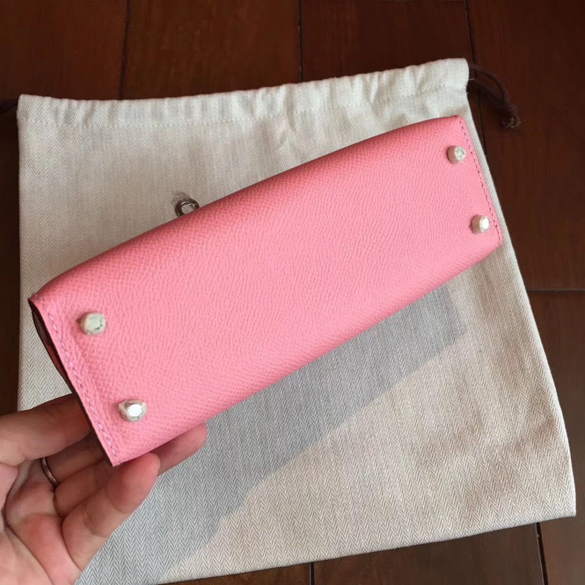 Hermes Kelly Mini II Handmade Bag In Rose Confetti Epsom Leather - Image 7