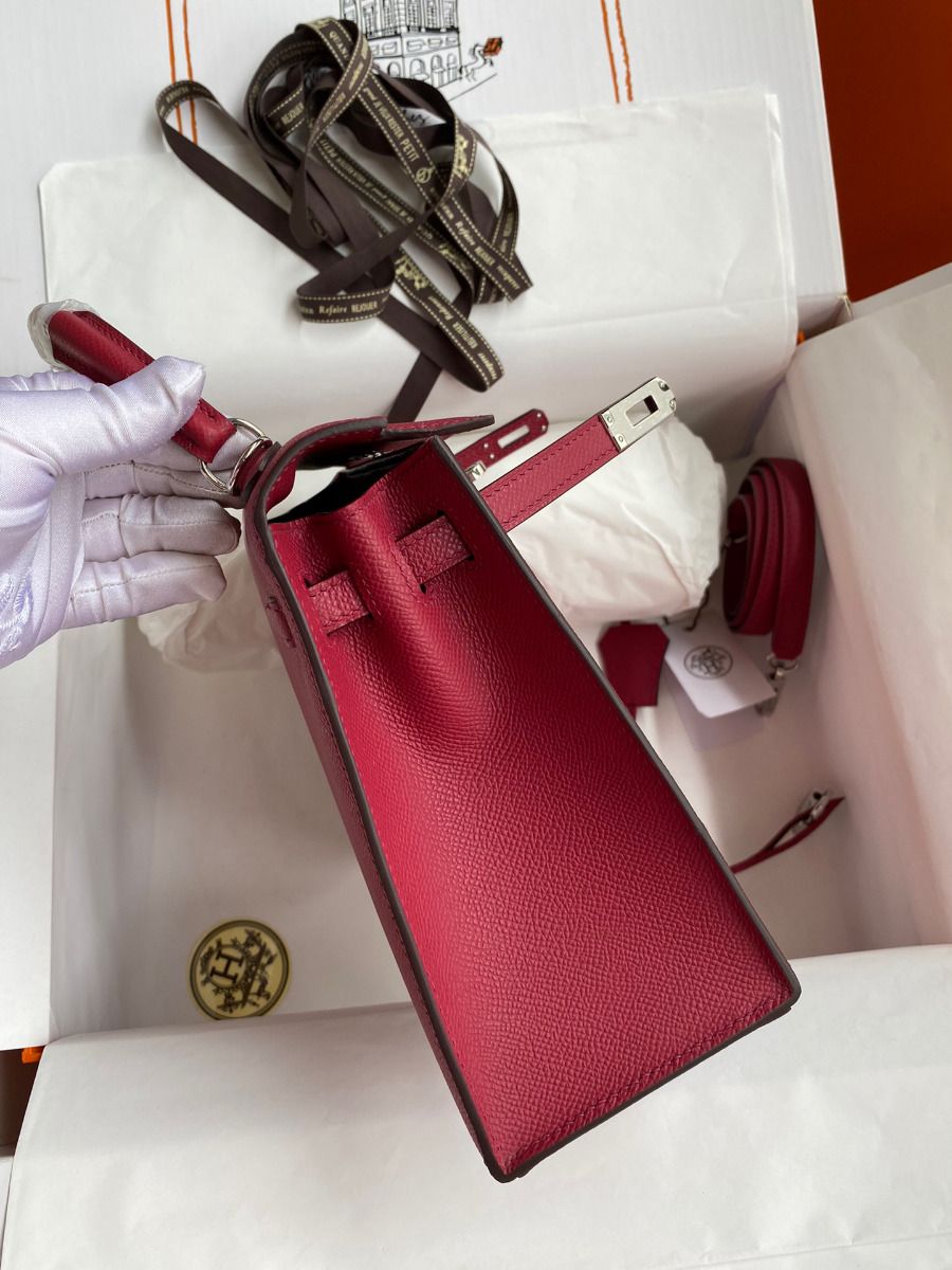 Hermes Kelly Sellier 25 Handmade Bag In Ruby Epsom Calfskin - Image 6