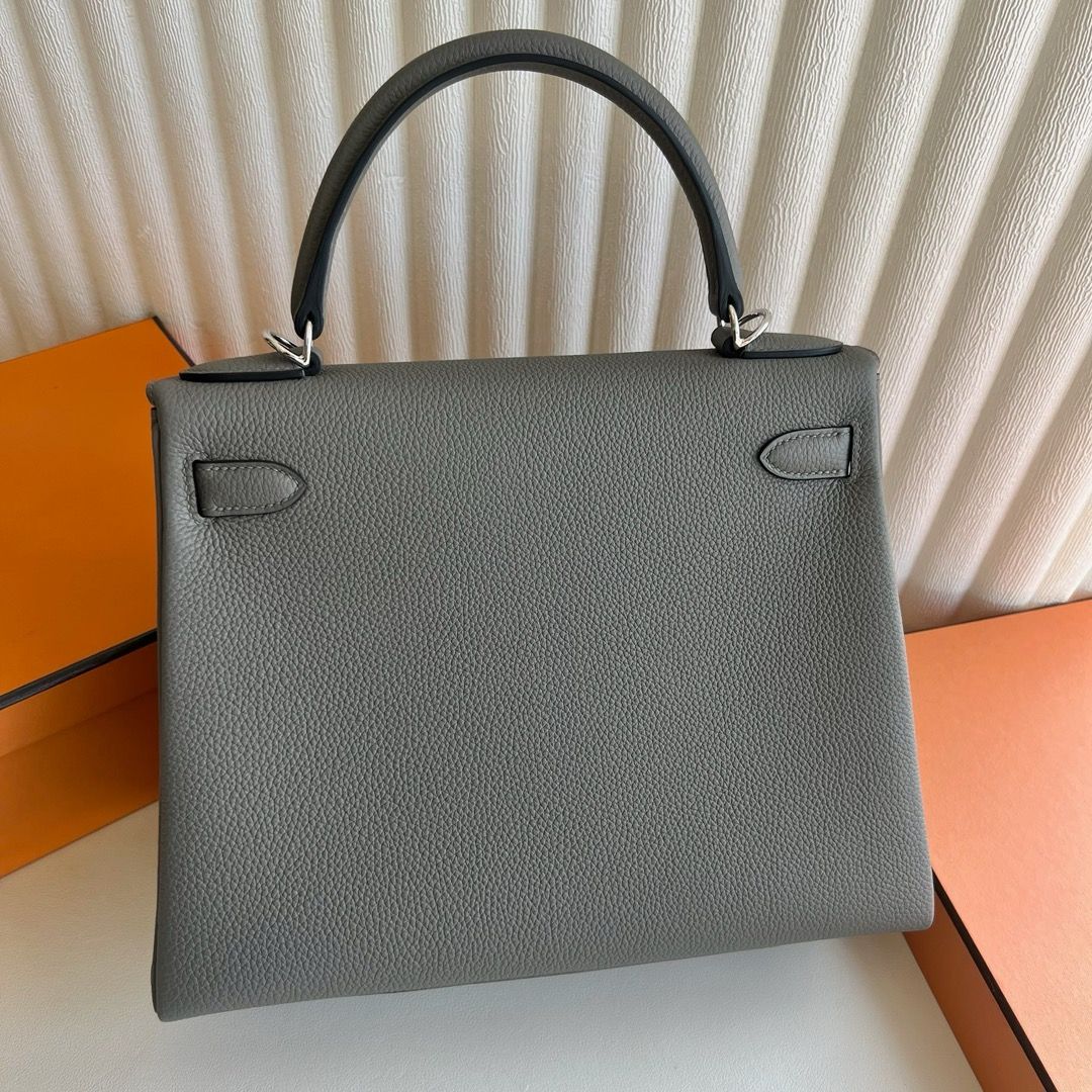 Hermes Kelly Retourne 28 Handmade Bag in Meyer Clemence Leather - Image 6