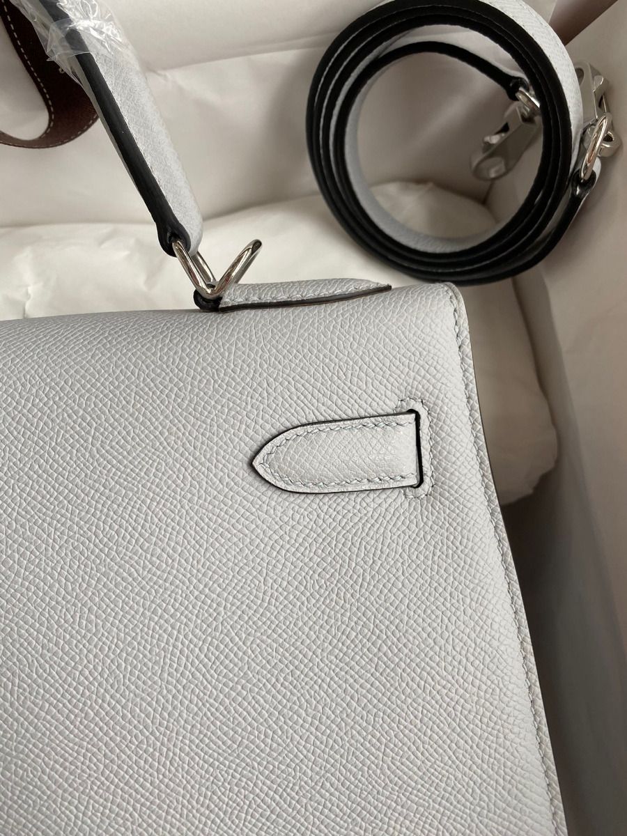 Hermes Kelly Sellier 28 Handmade Bag In Gris Mouette Epsom Calfskin - Image 5