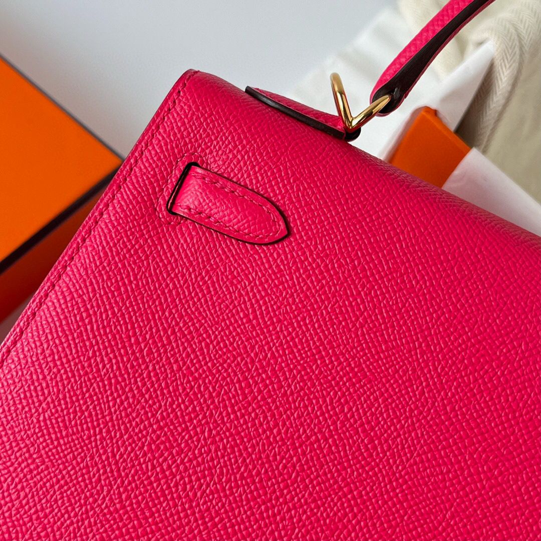 Hermes Kelly Sellier 28 Handmade Bag In Rose Extreme Epsom Calfskin - Image 5