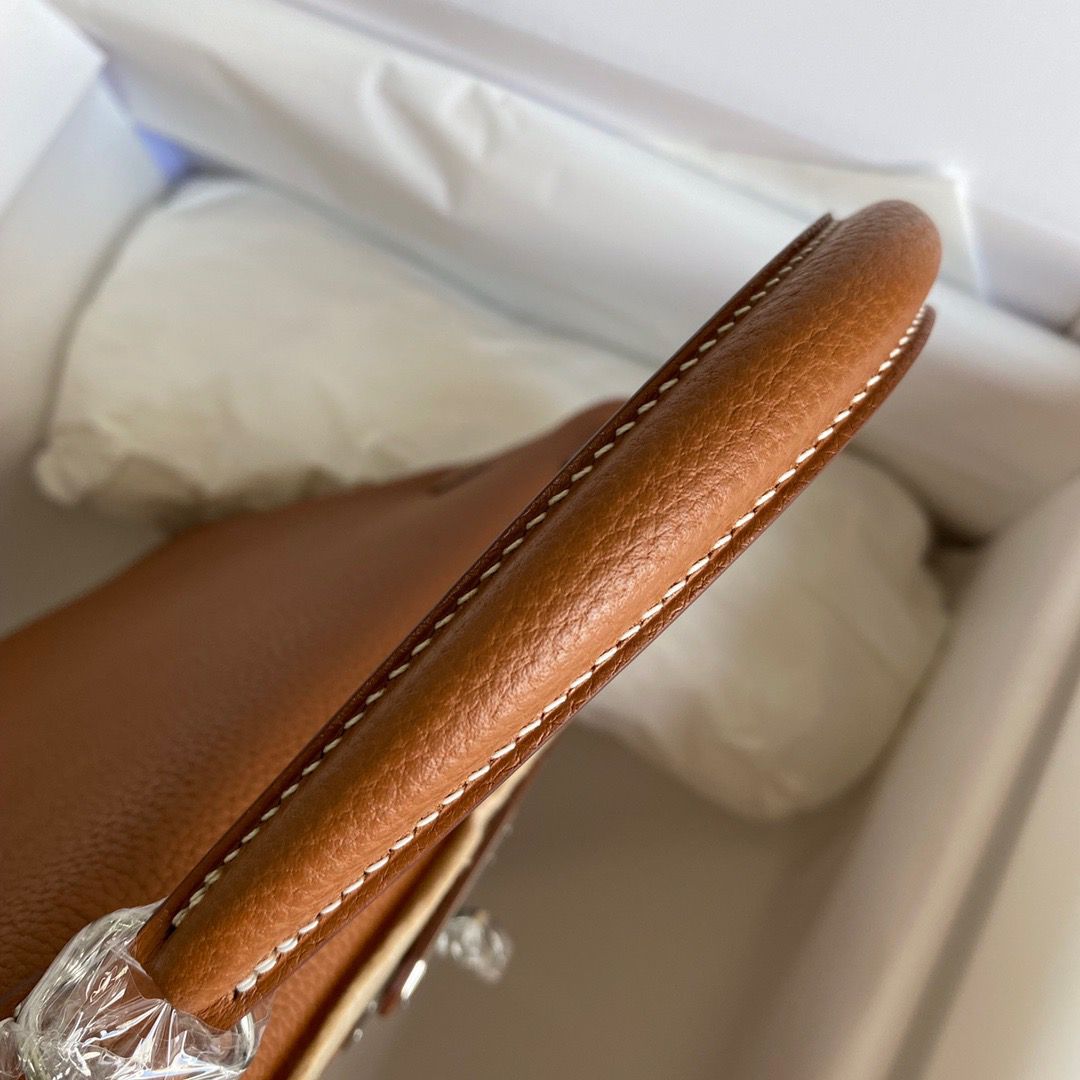 Hermes Kelly Retourne 32 Handmade Bag In Gold Clemence Leather - Image 7