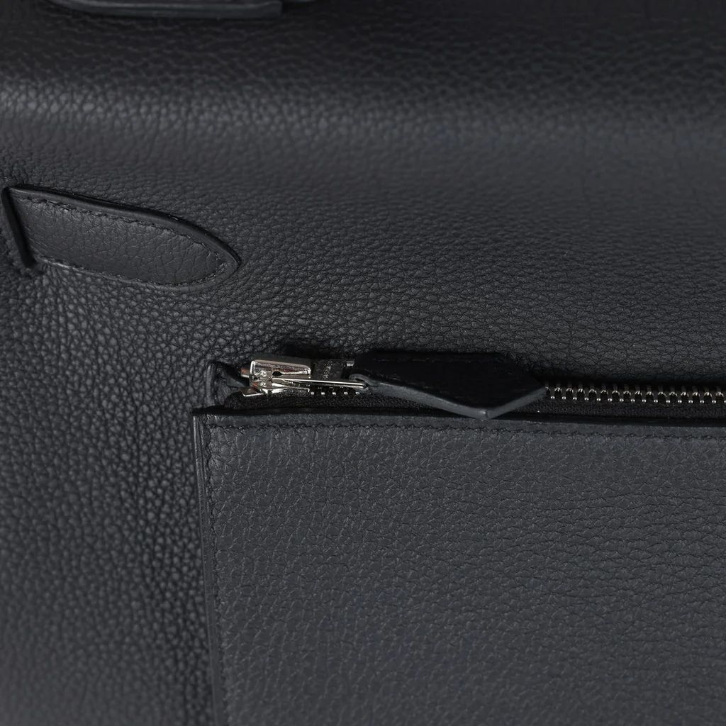 Hermes Kelly 42 Maxi Handmade Bag in Black Clemence Leather - Image 9
