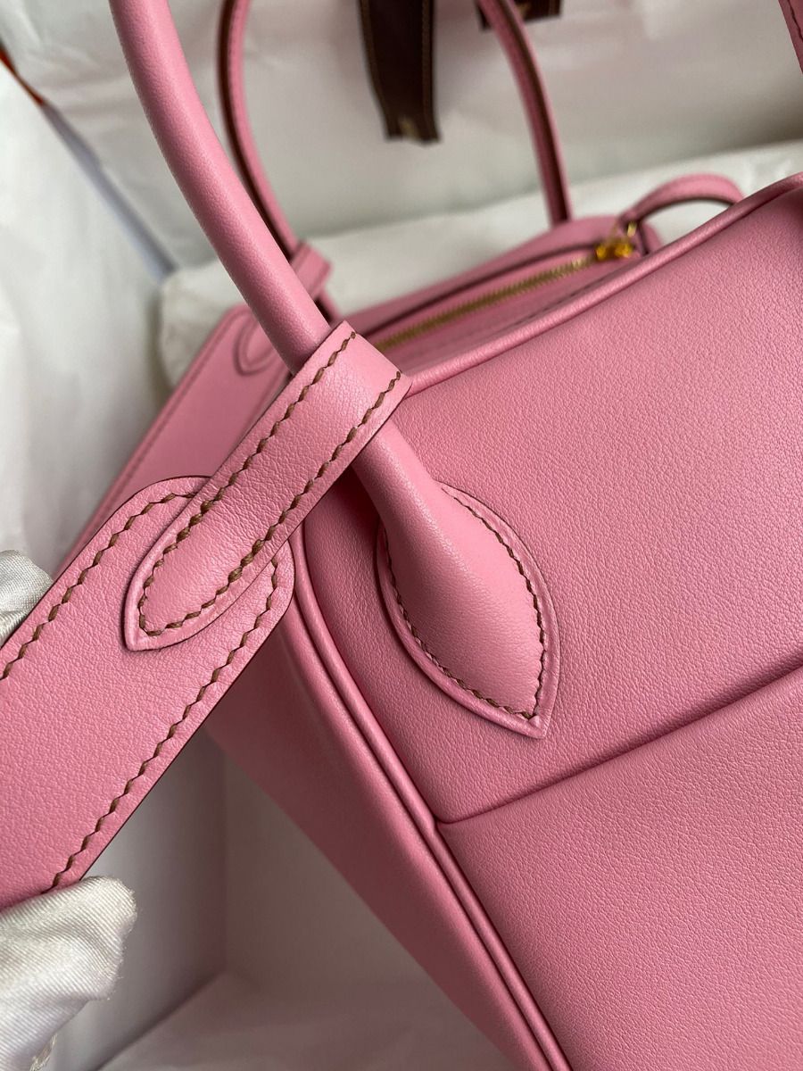 Hermes Lindy 26 Handmade Bag In Rose Confetti Swift Calfskin - Image 5