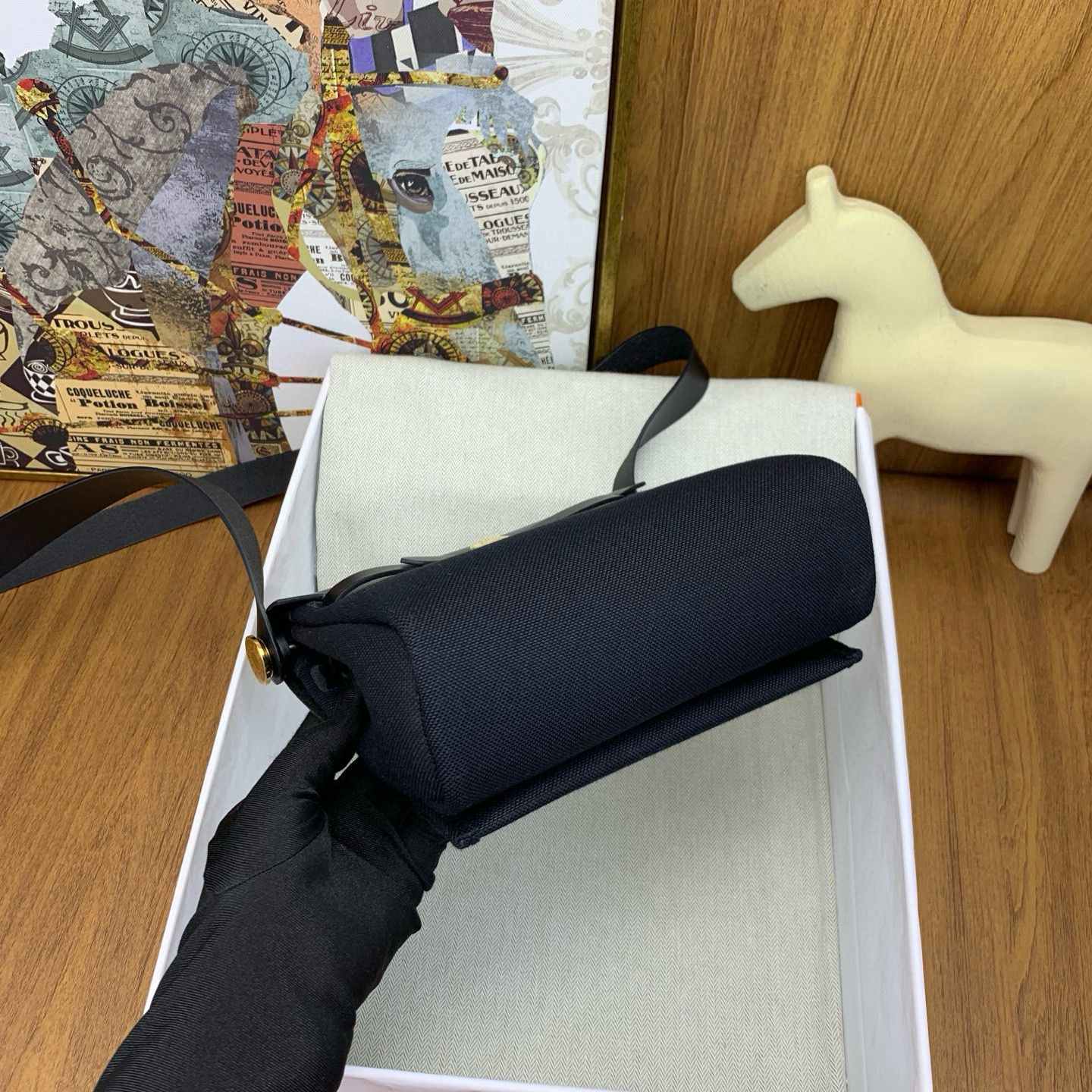 Hermes Herbag Zip 20 Bag in Black Canvas and Black Hunter Calfskin - Image 10