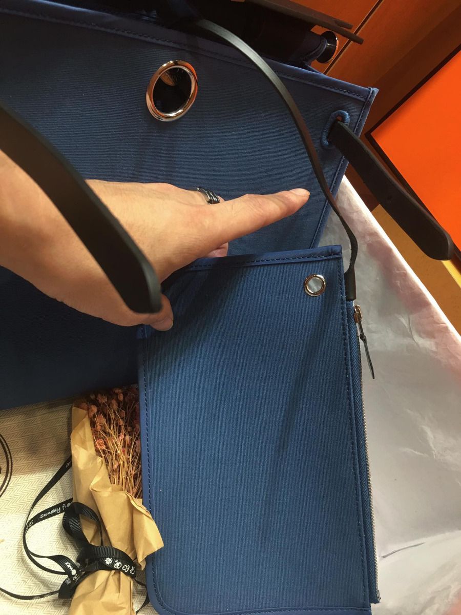 Hermes Herbag Zip 31cm Bag In Black And Blue - Image 8