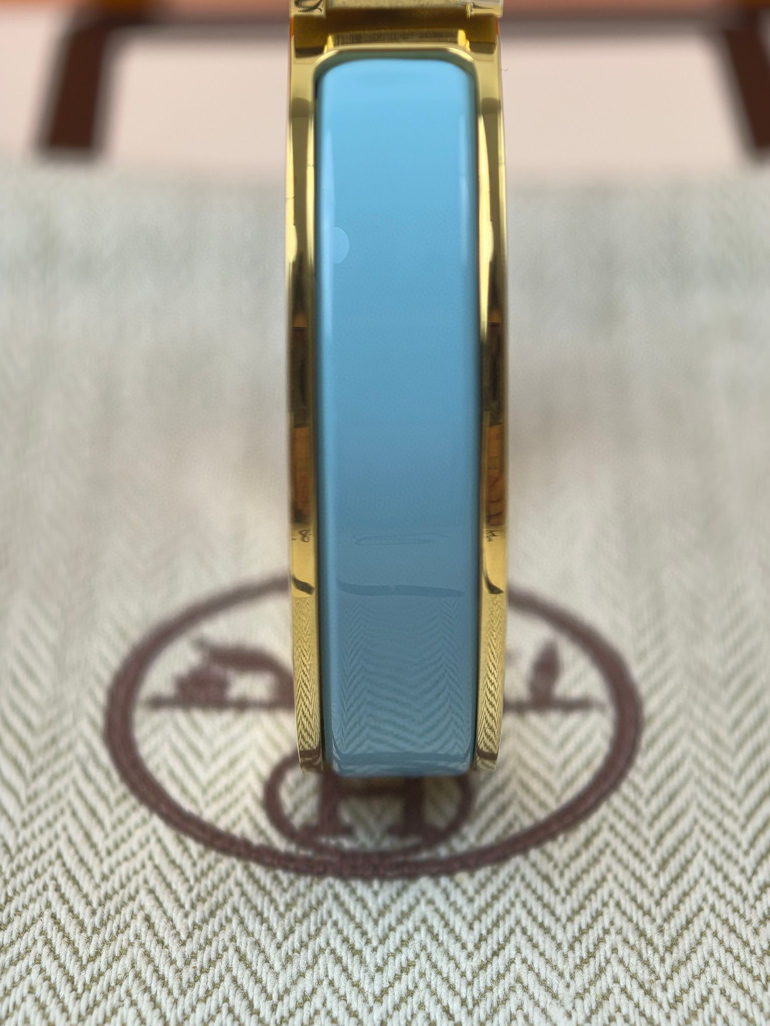 Hermes Blue Ciel Enamel Clic H Bracelet - Image 7