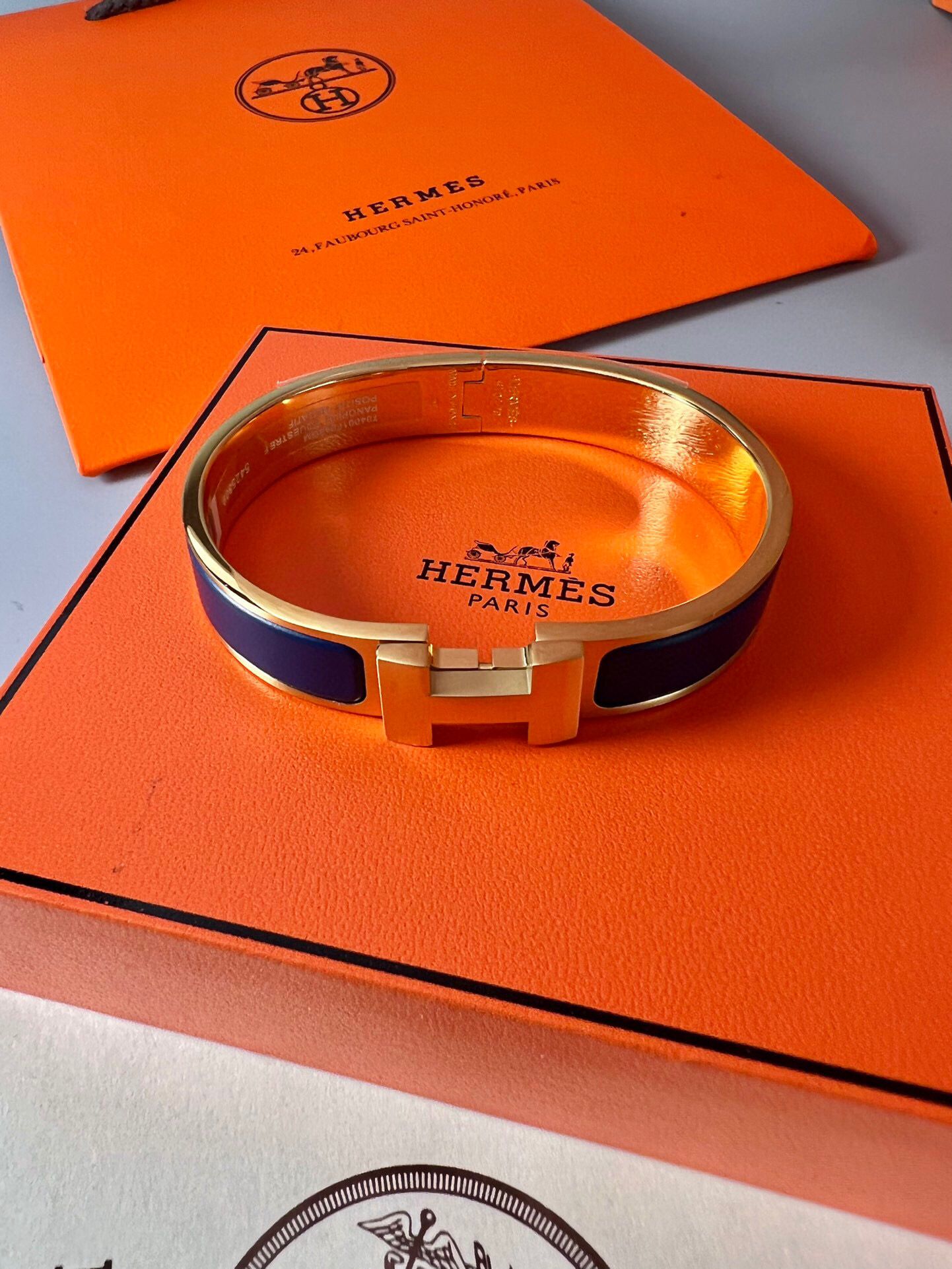 Hermes Blue Enamel Clic HH Bracelet - Image 4