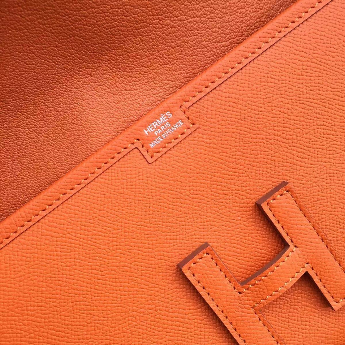 Hermes Jige Elan 29 Clutch Bag In Orange Epsom Calfskin - Image 7