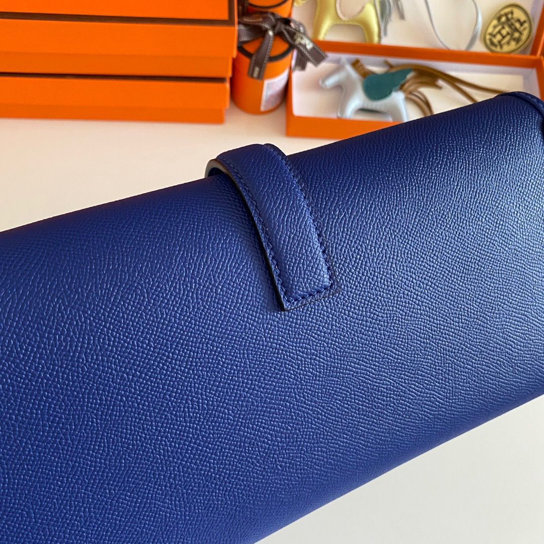Hermes Jige Elan 29 Clutch Bag In Blue Electric Epsom Leather - Image 6