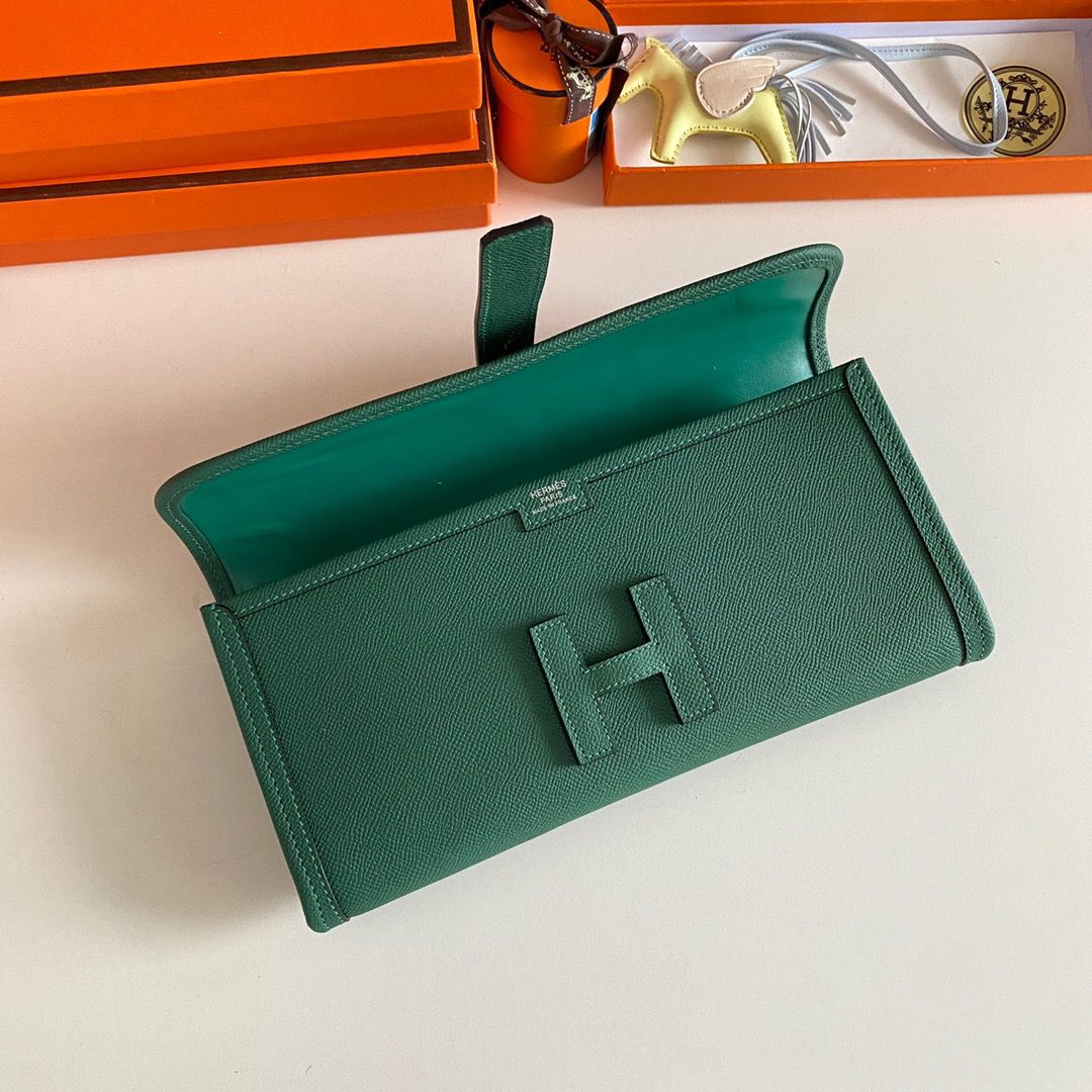 Hermes Jige Elan 29 Clutch Bag In Malachite Epsom Leather - Image 7