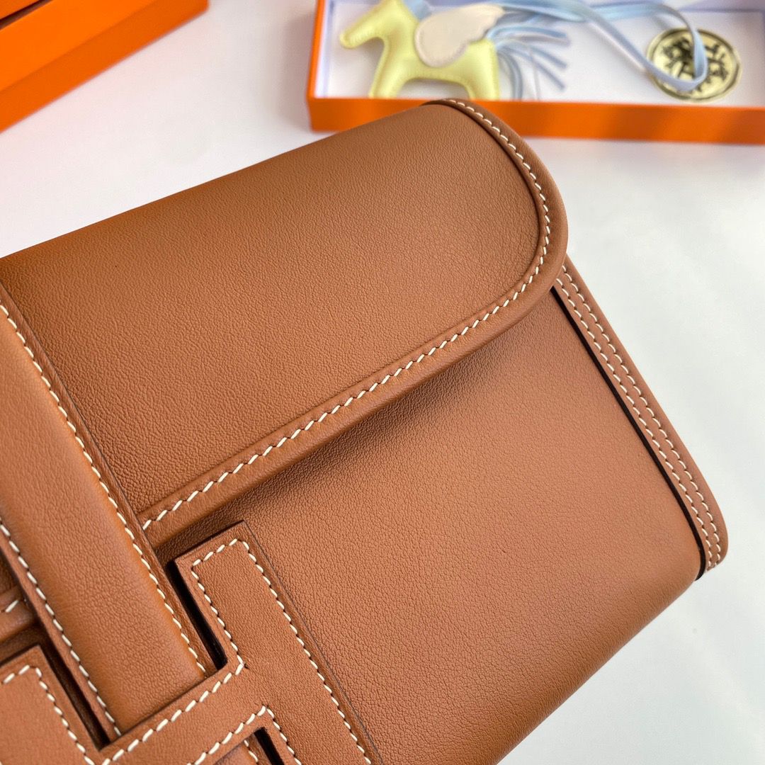 Hermes Jige Elan 29 Clutch Bag In Gold Swift Calfskin - Image 5