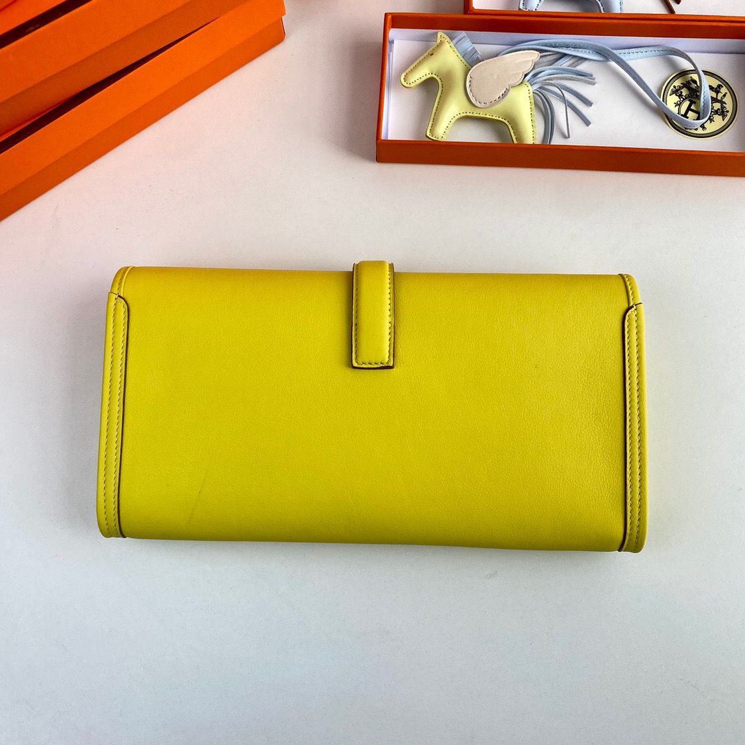 Hermes Jige Elan 29 Clutch Bag In Lime Swift Calfskin - Image 3