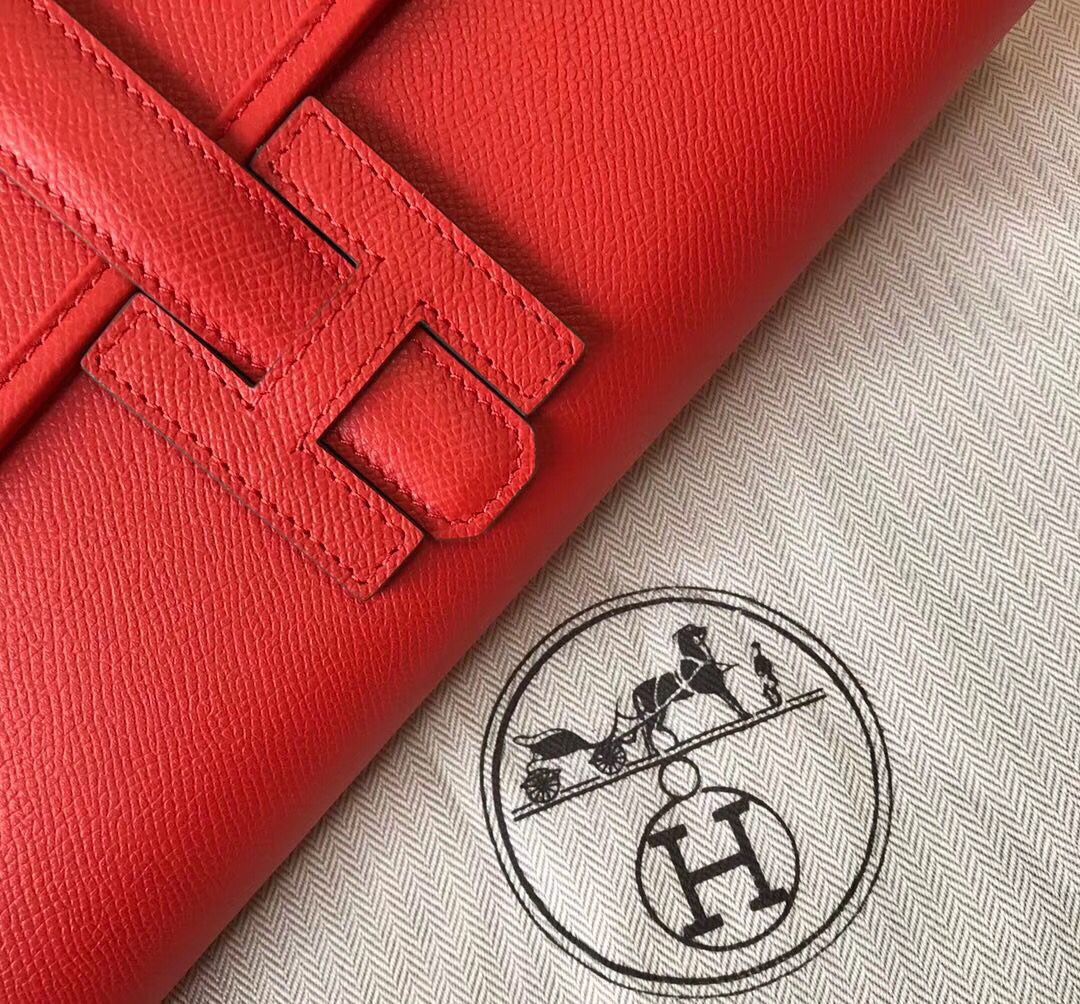 Hermes Jige Elan 29 Clutch In Red Epsom Leather - Image 4