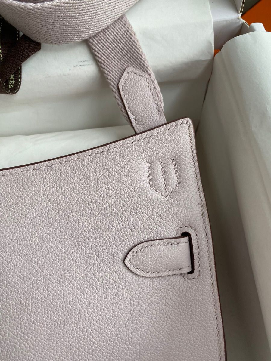 Hermes Jypsiere Mini Handmade Bag In Mauve Pale Evercolor Calfskin - Image 5
