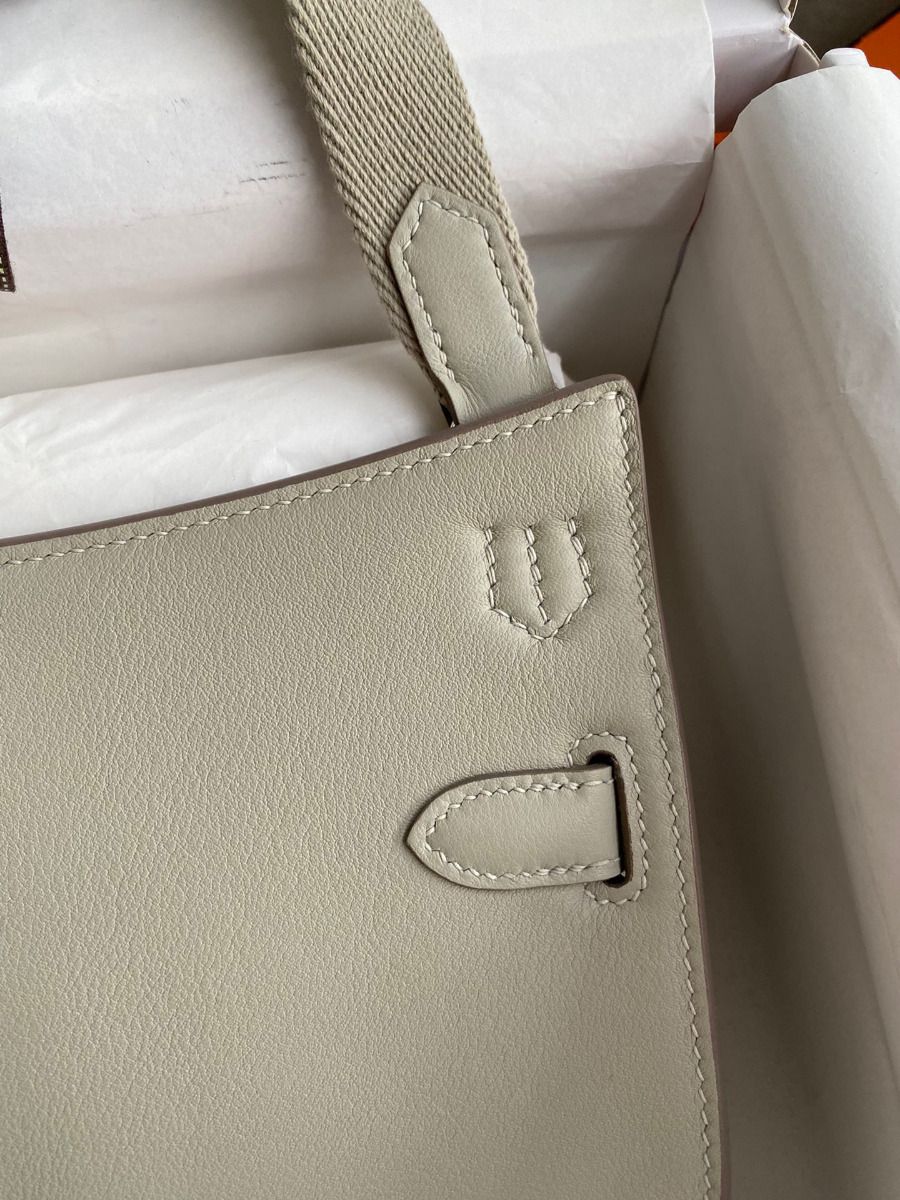 Hermes Jypsiere Mini Handmade Bag In Grey Swift Calfskin - Image 5