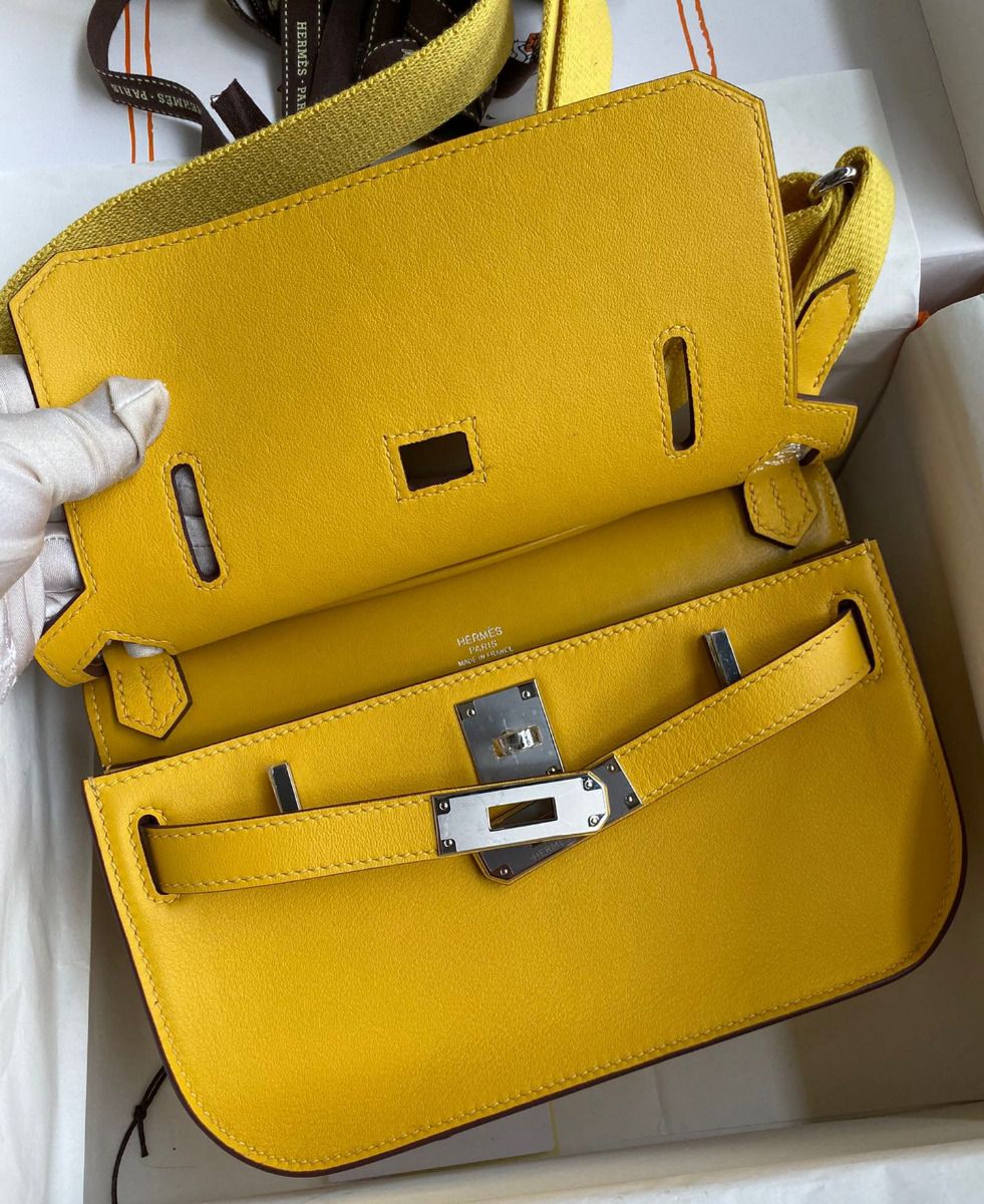 Hermes Jypsiere Mini Handmade Bag In Jaune Ambre Swift Calfskin - Image 8