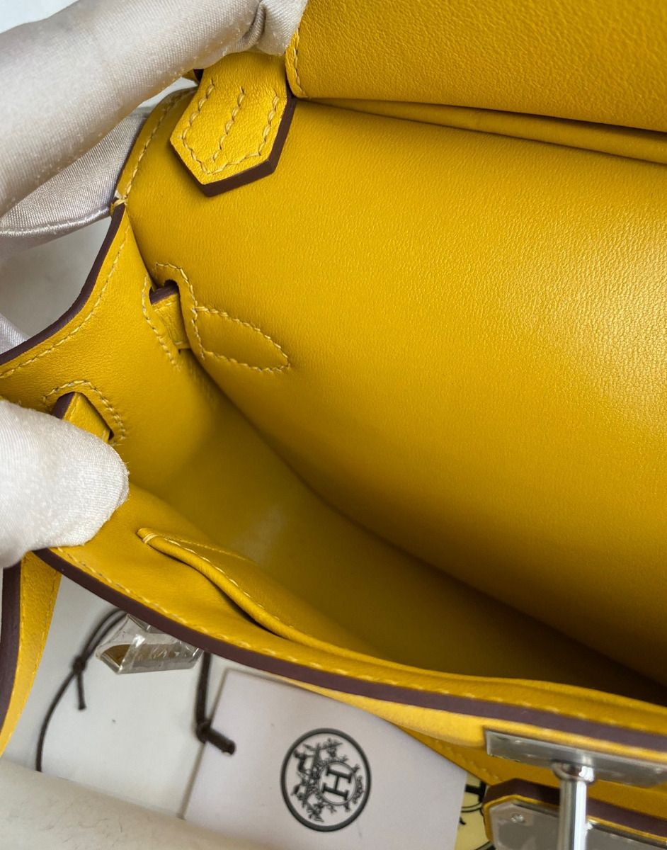 Hermes Jypsiere Mini Handmade Bag In Jaune Ambre Swift Calfskin - Image 10