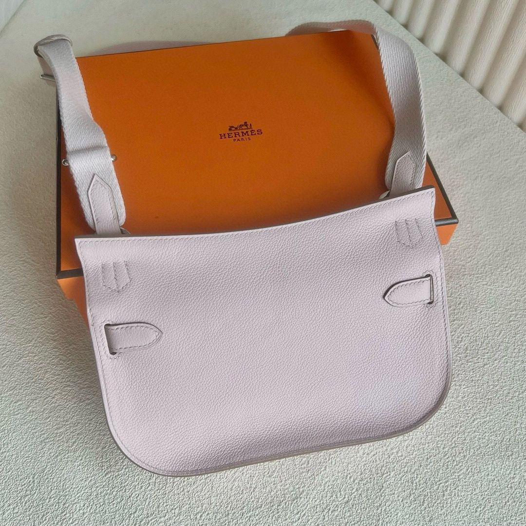 Hermes Jypsiere Mini Verso Handmade Bag in Mauve Pale Evercolor Calfskin - Image 8