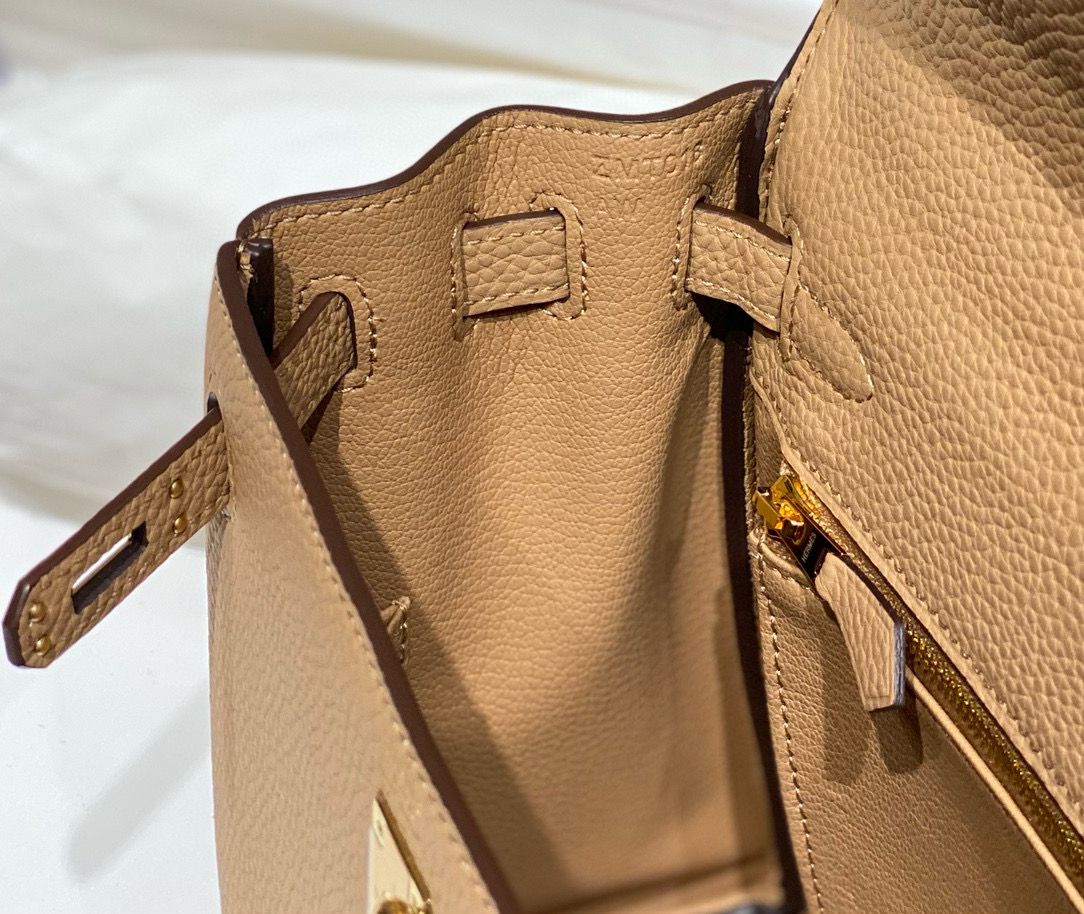Hermes Kelly 25cm Retourne Bag In Chai Clemence Leather GHW - Image 9