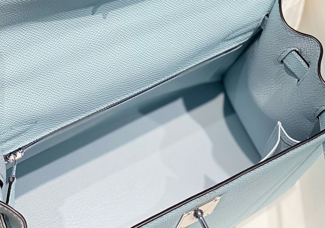 Hermes Kelly 25cm Sellier Bag In Blue Brume Epsom Leather - Image 10