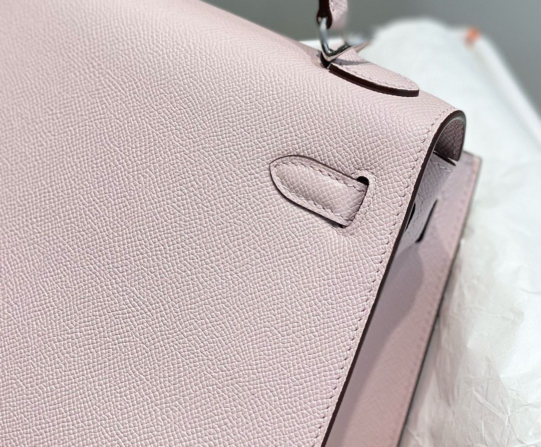 Hermes Kelly 25cm Sellier Bag In Mauve Pale Epsom Leather - Image 7
