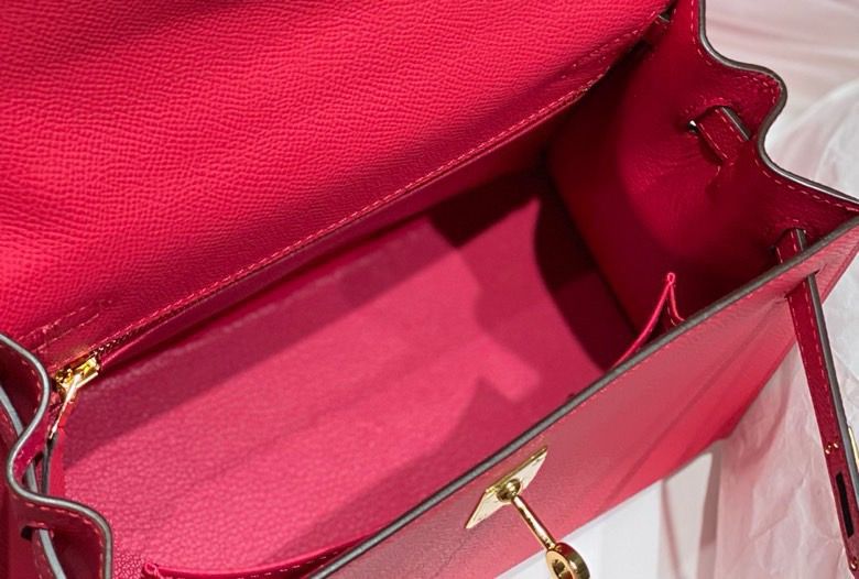 Hermes Kelly 25cm Sellier Bag In Rose Extreme Epsom Leather - Image 10