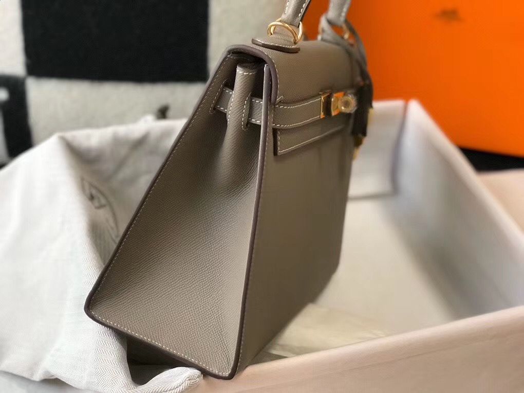 Hermes Kelly 28cm Bag In Gris Asphalt Epsom Leather GHW - Image 4