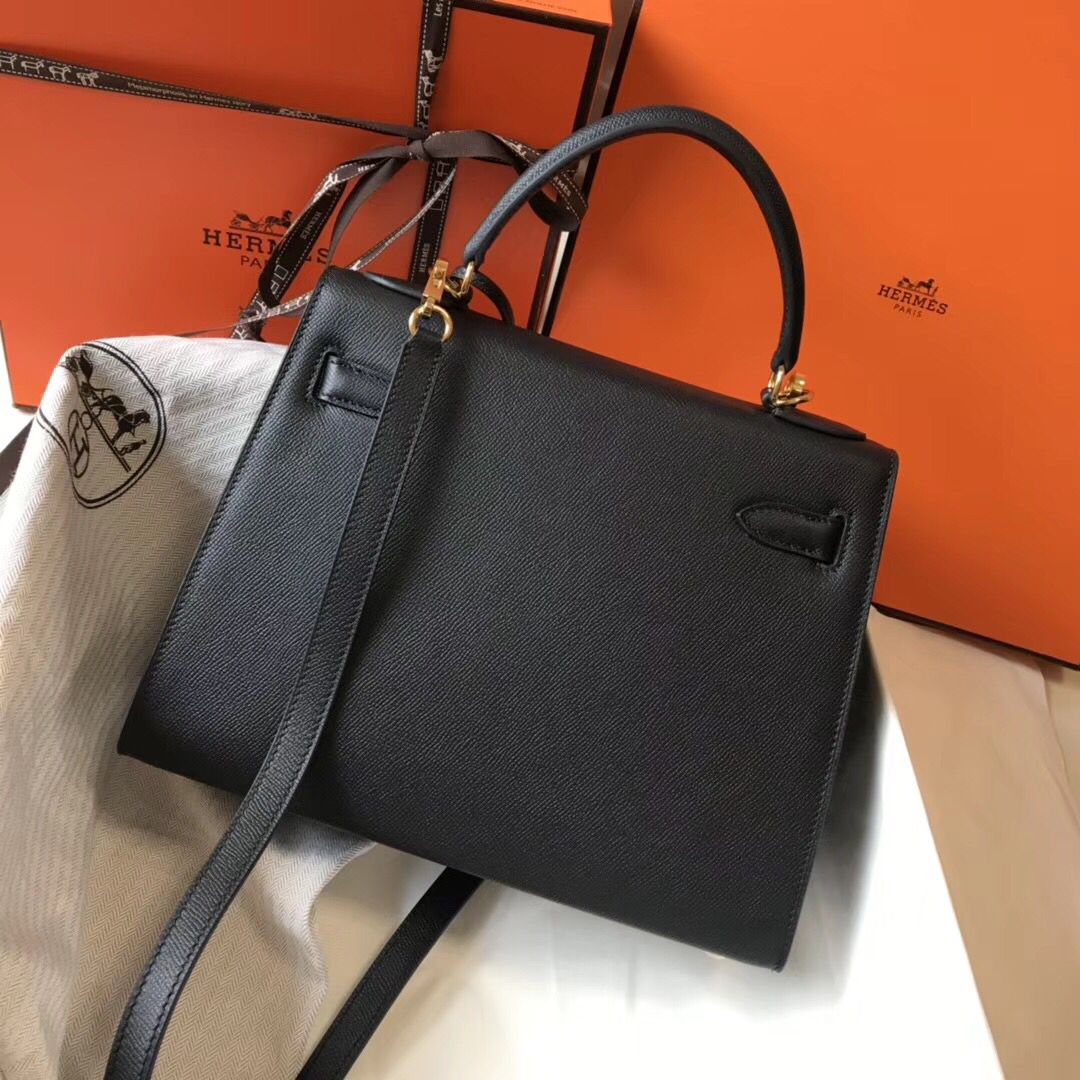 Hermes Kelly 28cm Bag In Black Epsom Leather GHW - Image 3