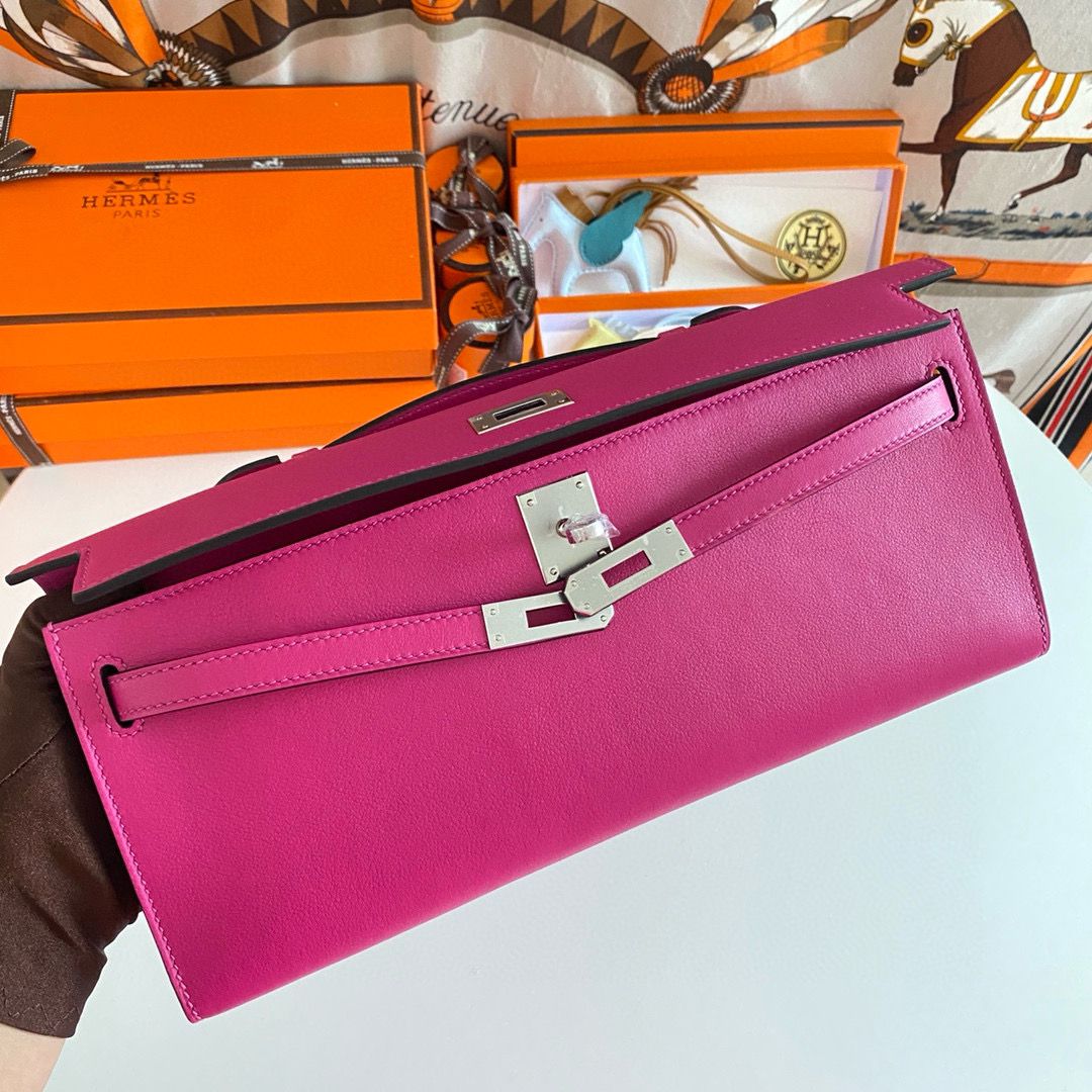 Hermes Kelly Cut Handmade Bag in Rose Purple Swift Leather - Image 8